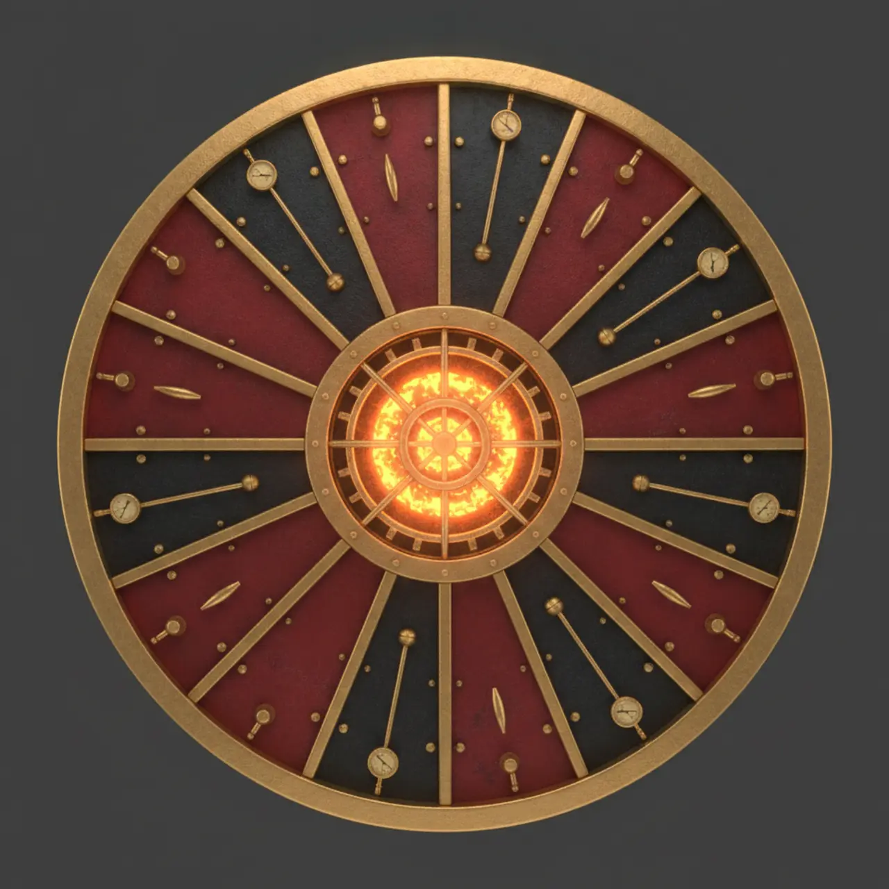 A brass clockwork roulette wheel